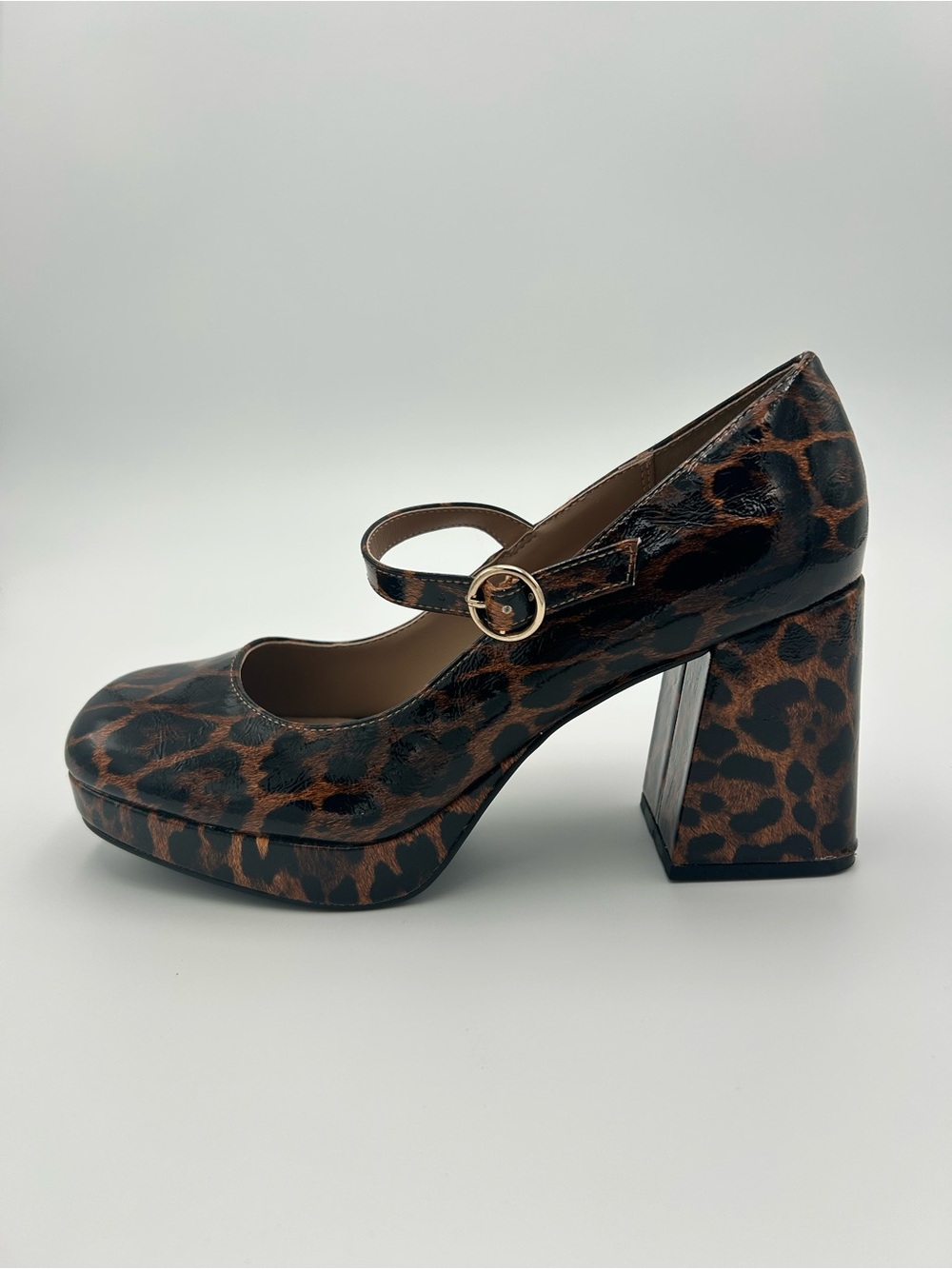 Wild Pair Leopard Mary Jane Square Toe Pump Heels